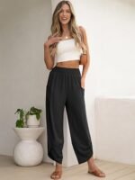 ANRABESS Womens Wide Leg Palazzo Capri Pants - Image 2