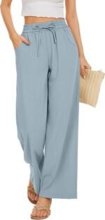 KICZOY High Waisted Wide Leg Beach Pants with Pockets