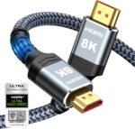 HDMI Cable 48Gbps 6.6FT/2M, Certified Ultra High Speed HDMI Cable Braided Cord- 8K 10K 4K