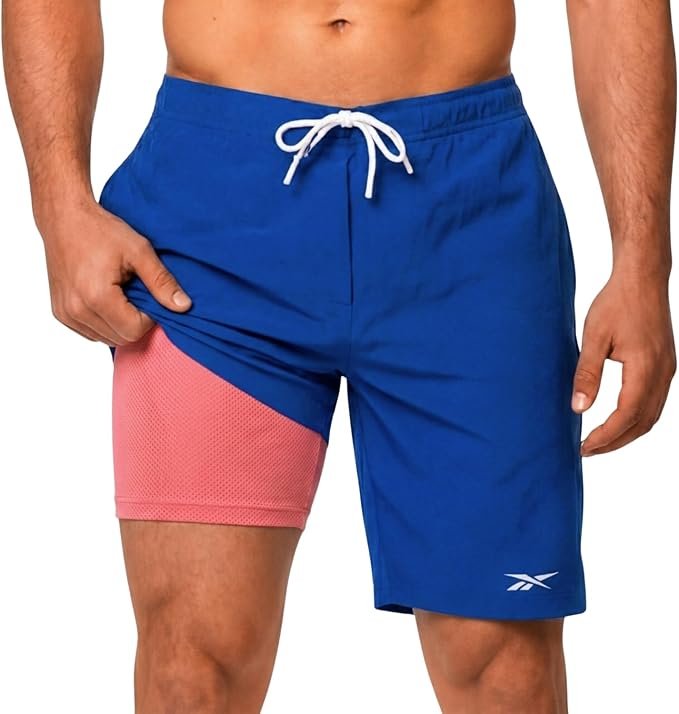 Reebok men's blue swim shorts with liner Reebok men's blue swim shorts with liner